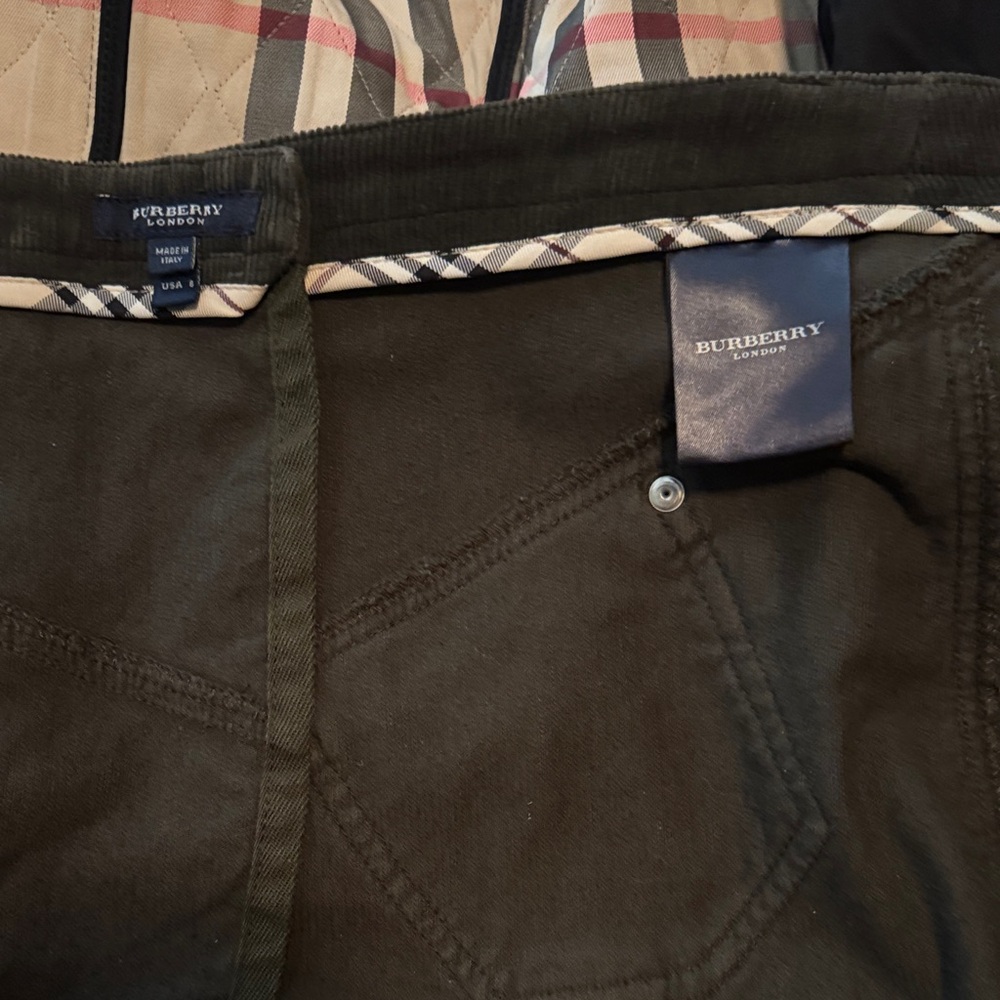 Dark Green Burberry Corduroy Skirt with Belt - Picture 2 of 5